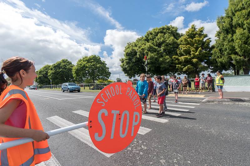 Picture of children crossing a pedestrian crossing